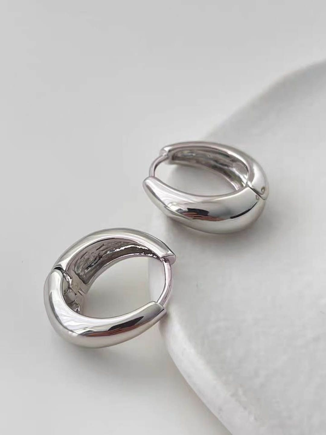

StyleCast Contemporary shaped Hoop Earrings, Silver