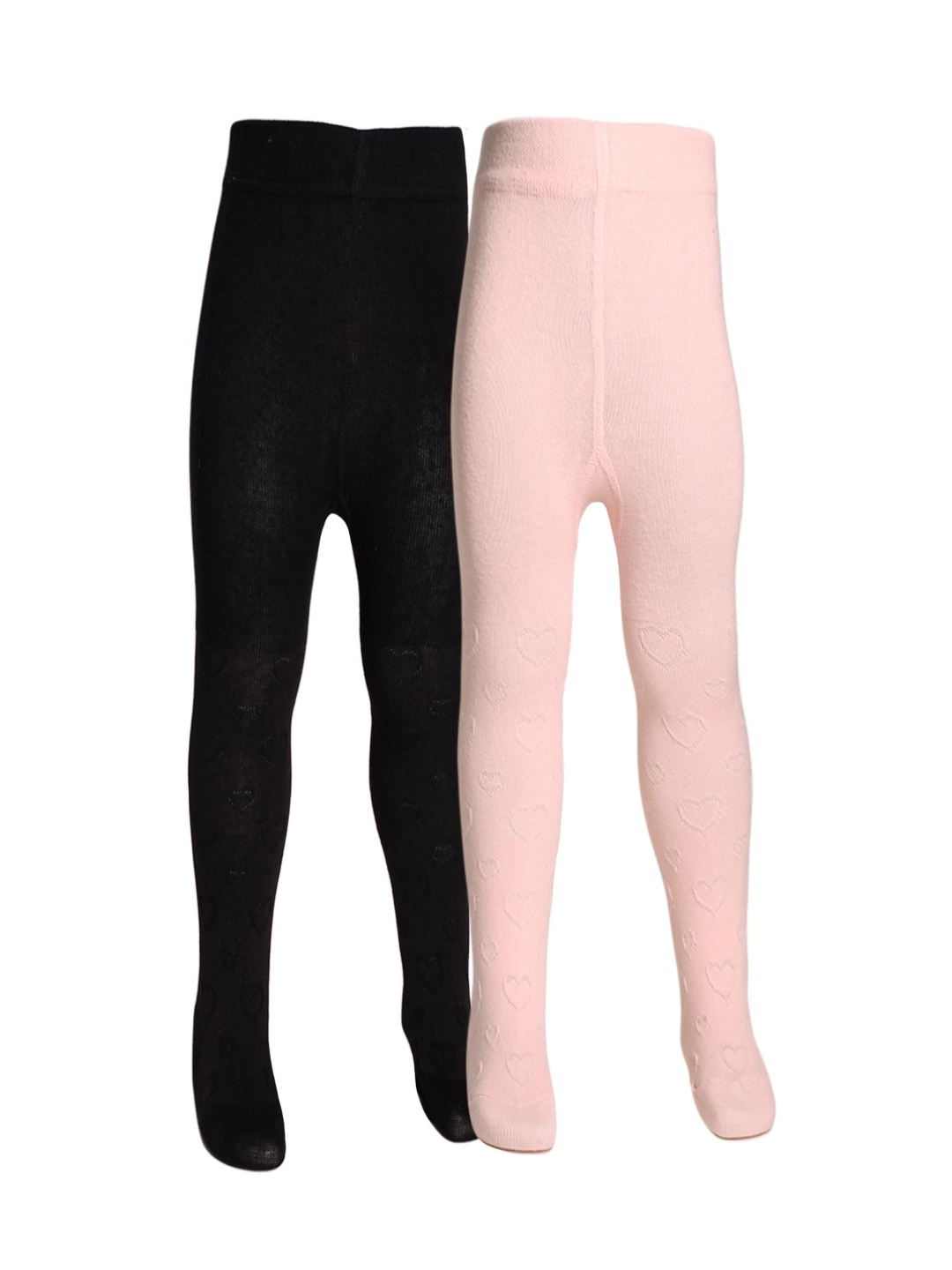 

THE LITTLE LOOKERS Girls Set of 2 Solid Cotton Stockings, Black