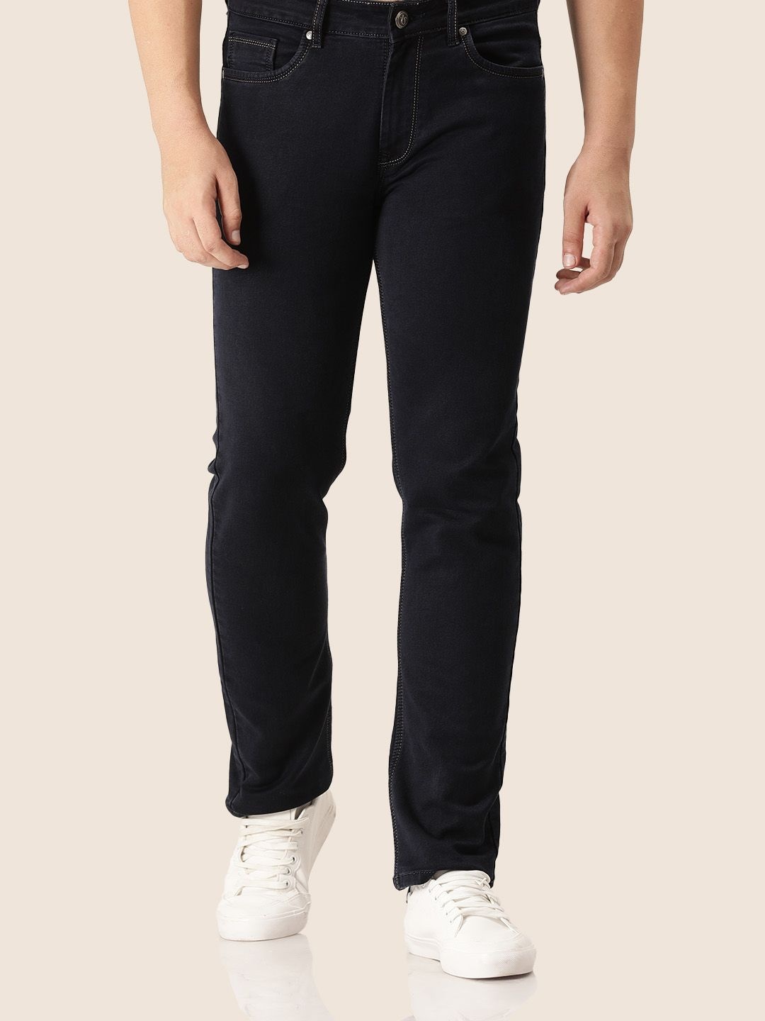 

AMSWAN Men Low-Rise Stretchable Jeans, Black