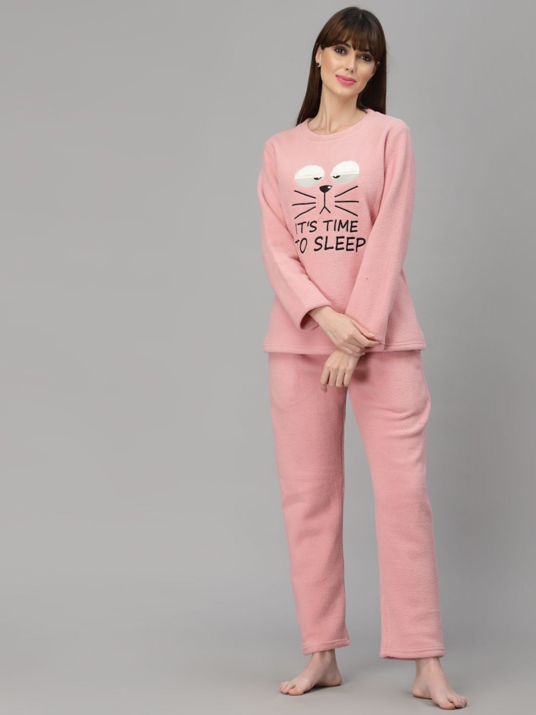

Sweet Dreams Women Printed Mid-Rise Tracksuit, Coral