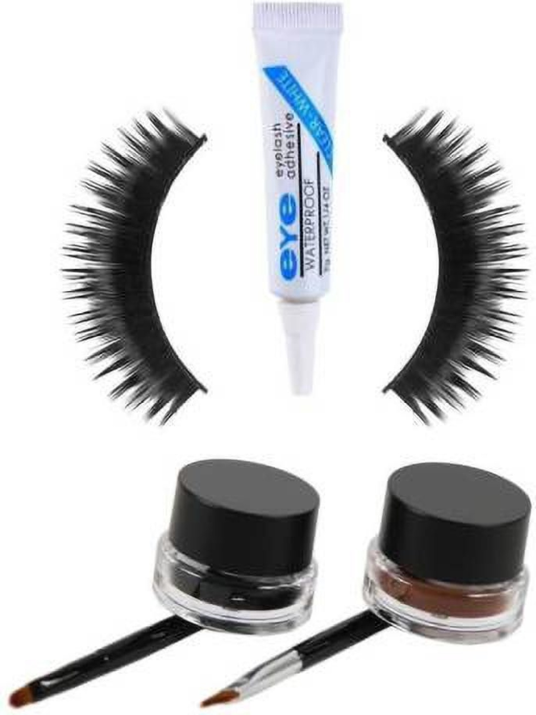 

Lenon Set Of 4 False Eyelashes- Waterproof Glue & Eyeliner - Black & Brown