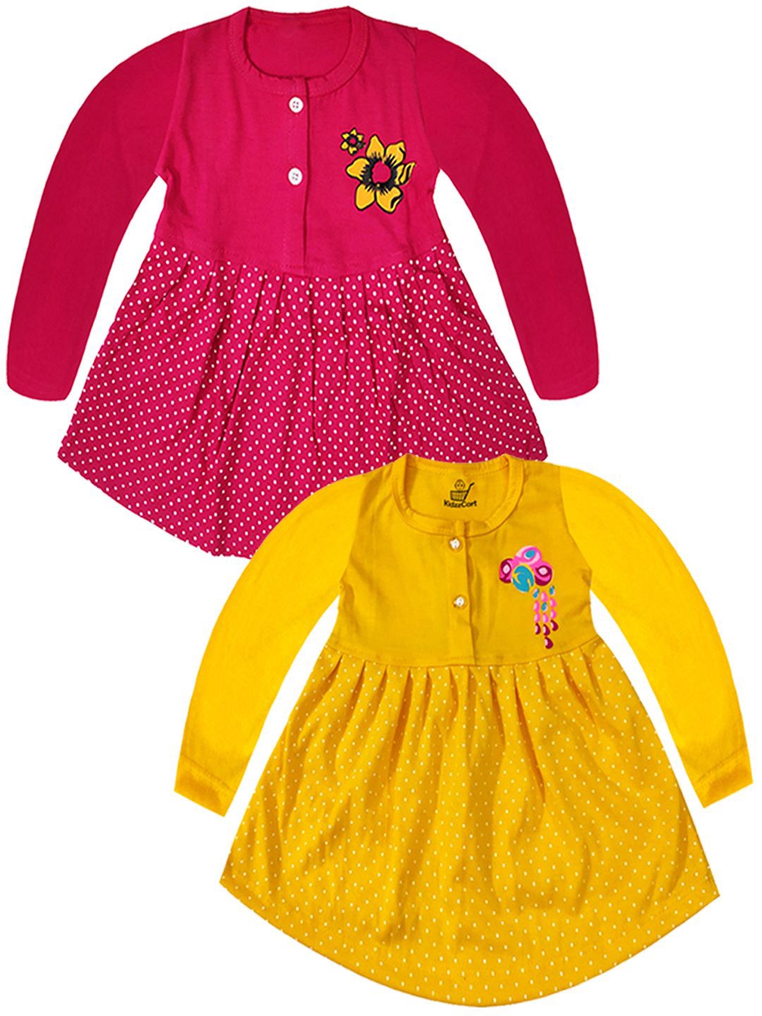 

KidzzCart Pack of 2 Polka Dot Print Fit & Flare Dress, Multi