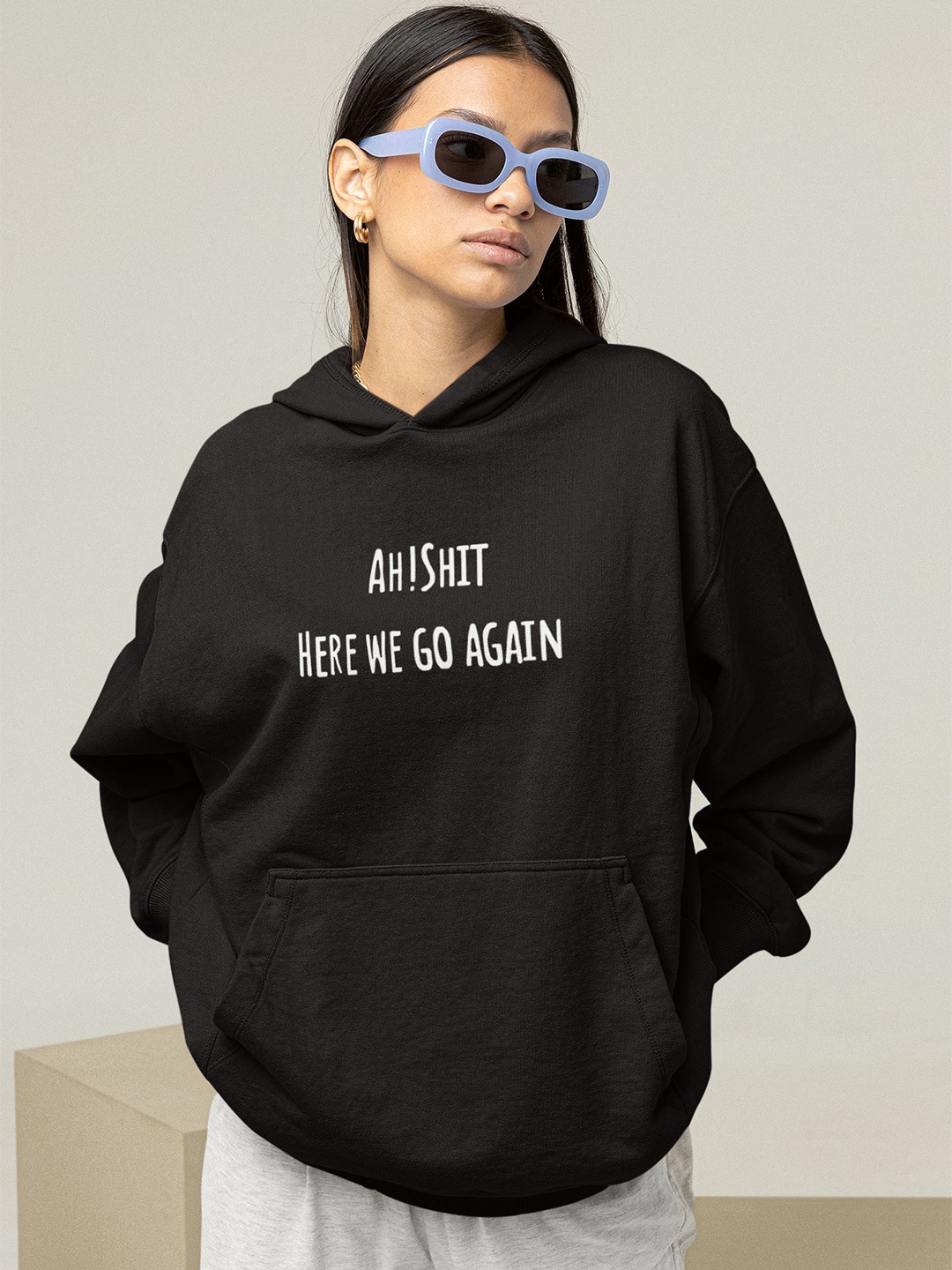 

TheBTclub Men Printed Hooded Sweatshirt, Black