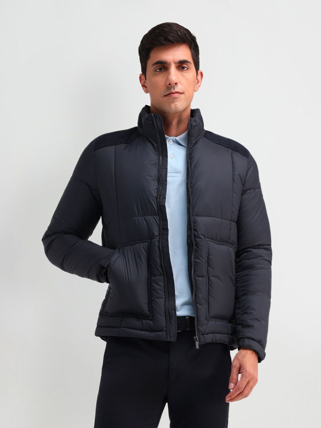 

Arrow Sport Men Solid Padded Jacket, Navy blue