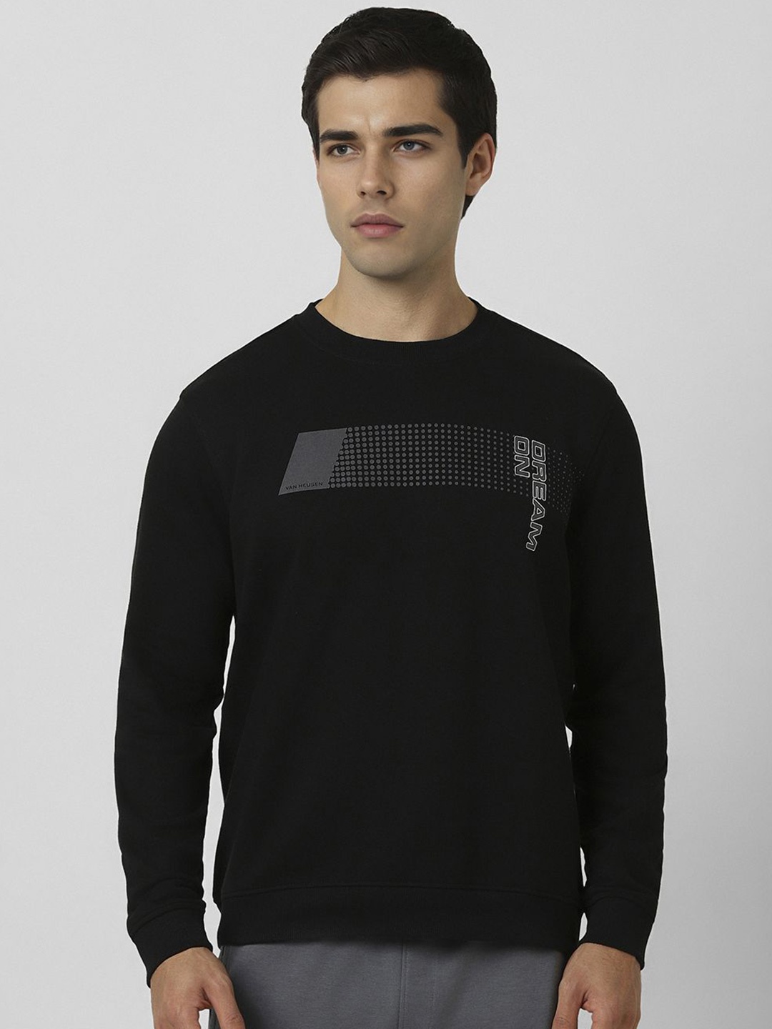 

Van Heusen Flex Men Printed Pullover Sweatshirt, Black
