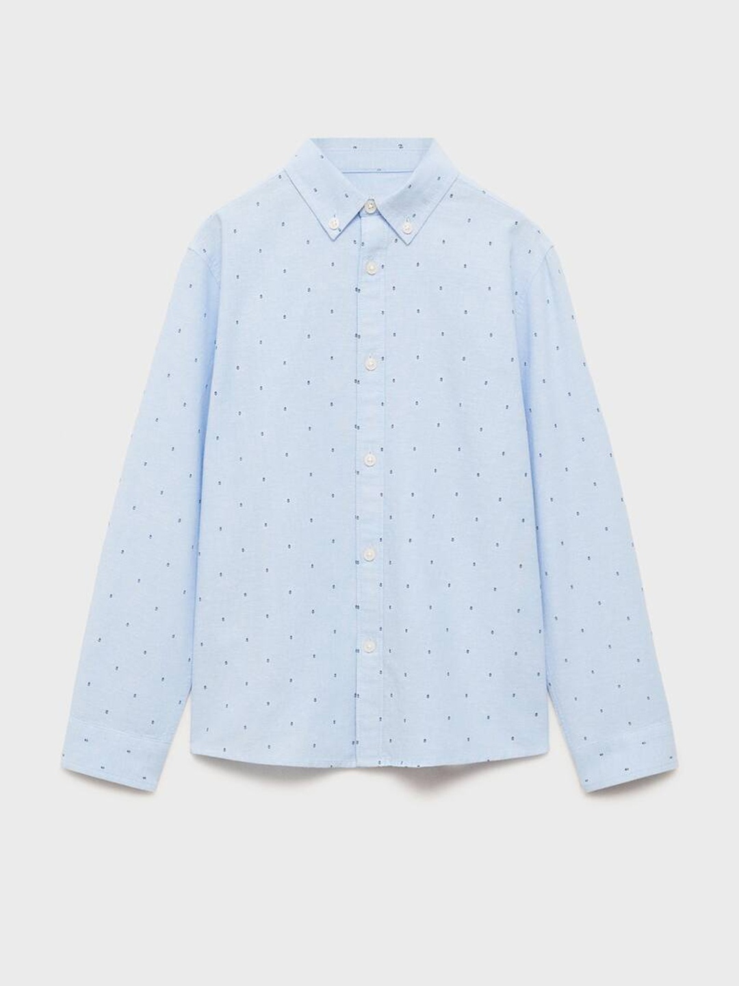 

Mango Kids Boys Micro Ditsy Print Oxford Pure Cotton Shirt, Blue