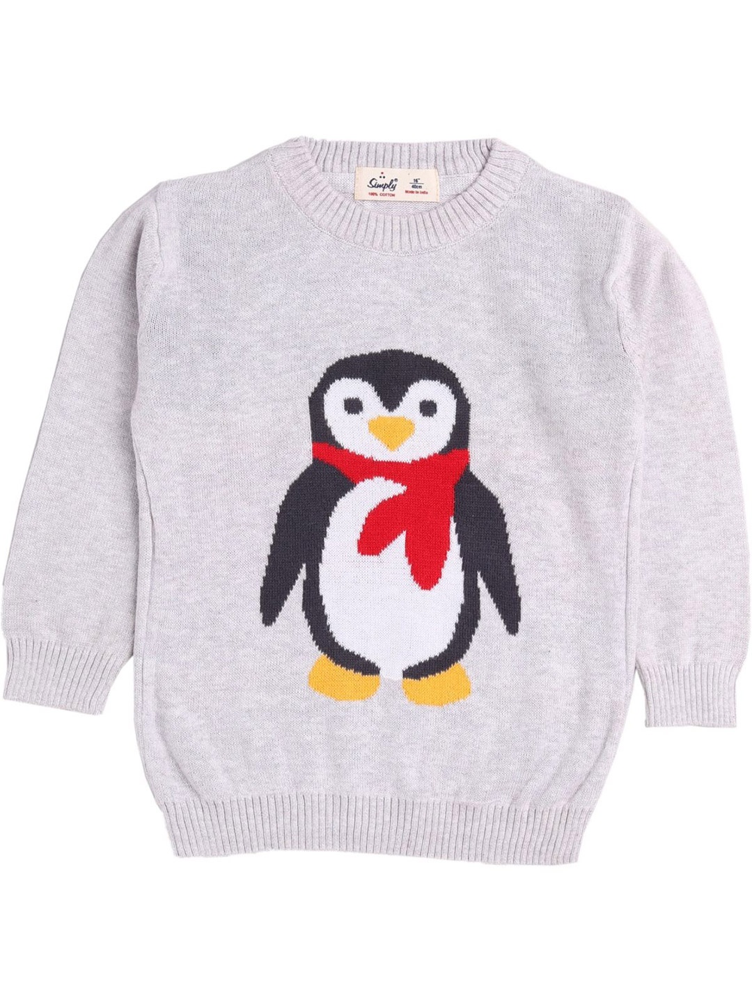 

Simply Boys Cotton Self Design Pullover, Grey