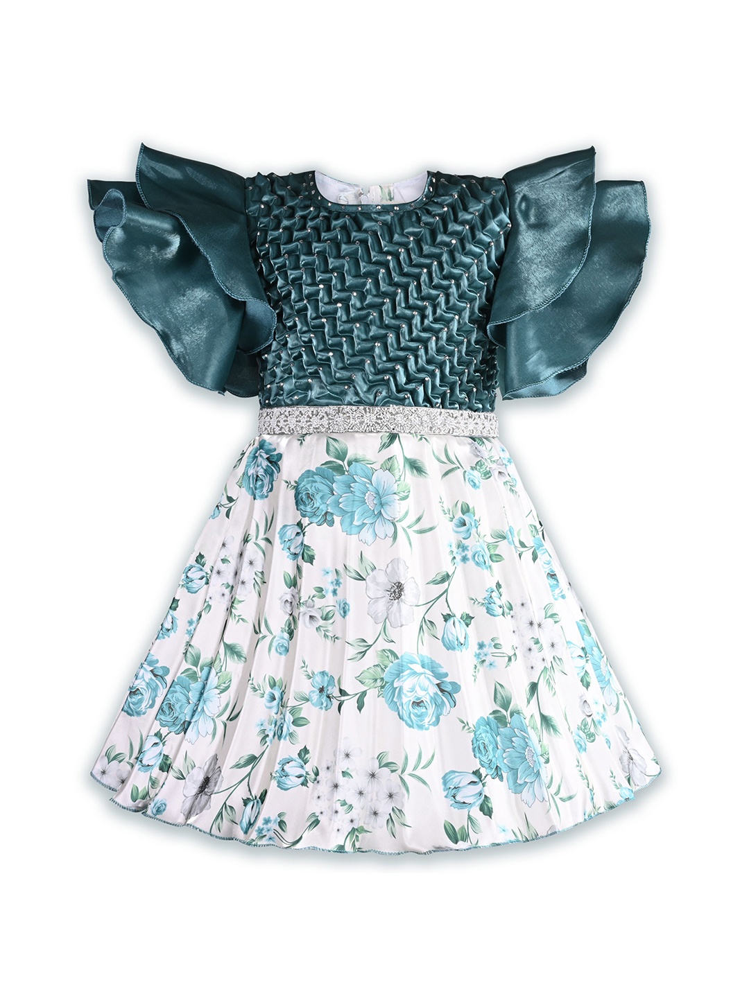 

Wish Karo Girls Floral Printed Fit & Flare Dress, Blue