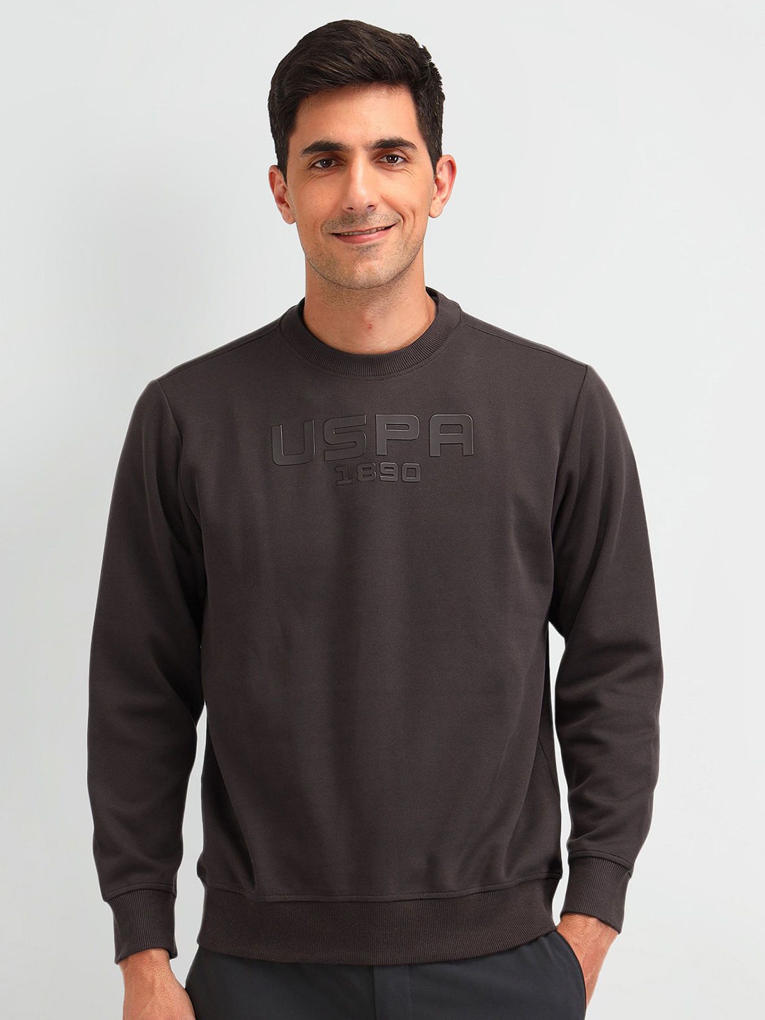 

U.S. Polo Assn. Denim Co. Men Brand Logo Printed Cotton Sweatshirt, Brown