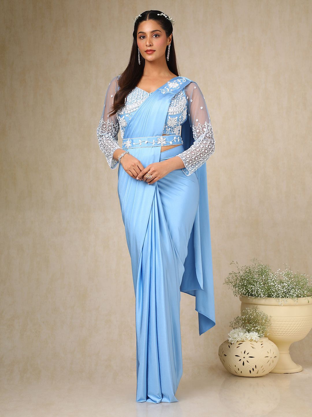 

Soch Sequinned Ready to Wear Saree, Blue