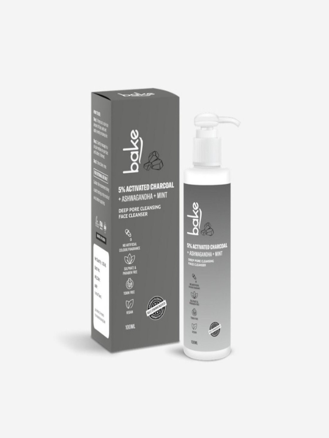 

BAKE 5% Activated Charcoal Face Wash With Mint & Ashwagandha - 100ml, Grey