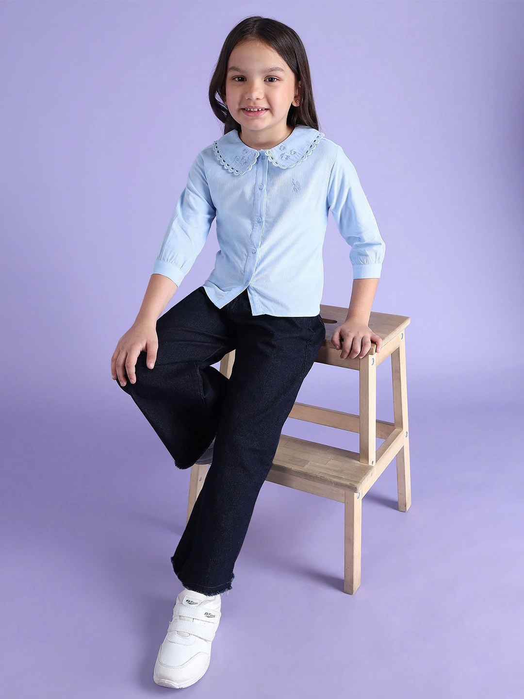 

U.S. Polo Assn. Kids Peter Pan Collar Cotton Top, Blue