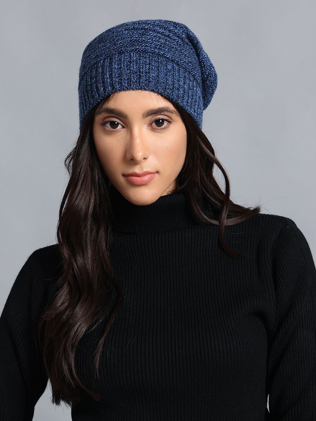 

PUNK Women Self Design Beanie, Blue