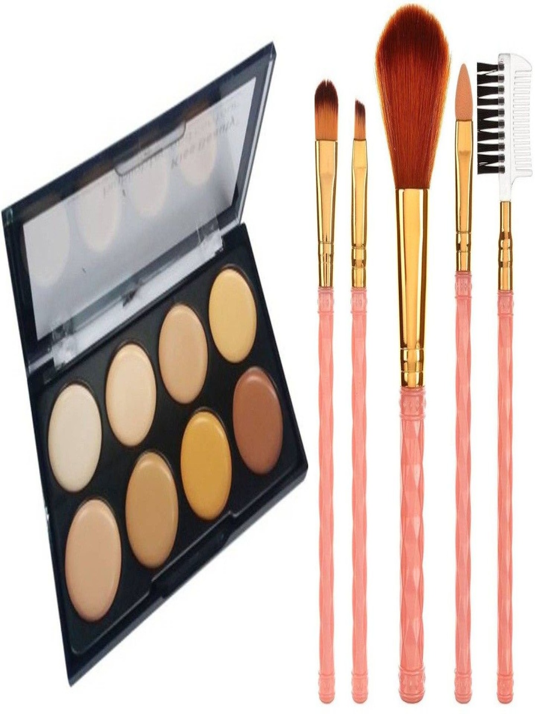 

Lenon Set Of 6 Make Up Brush Set With 8 Shade Concealer Palette - 65 g, Beige