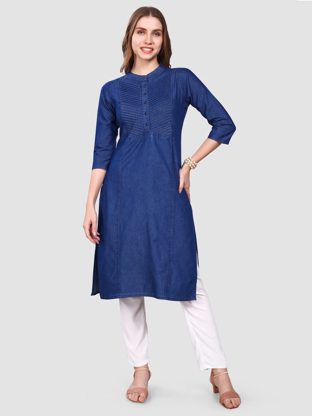 

SK Creation Embrioidered Denim Kurta, Blue