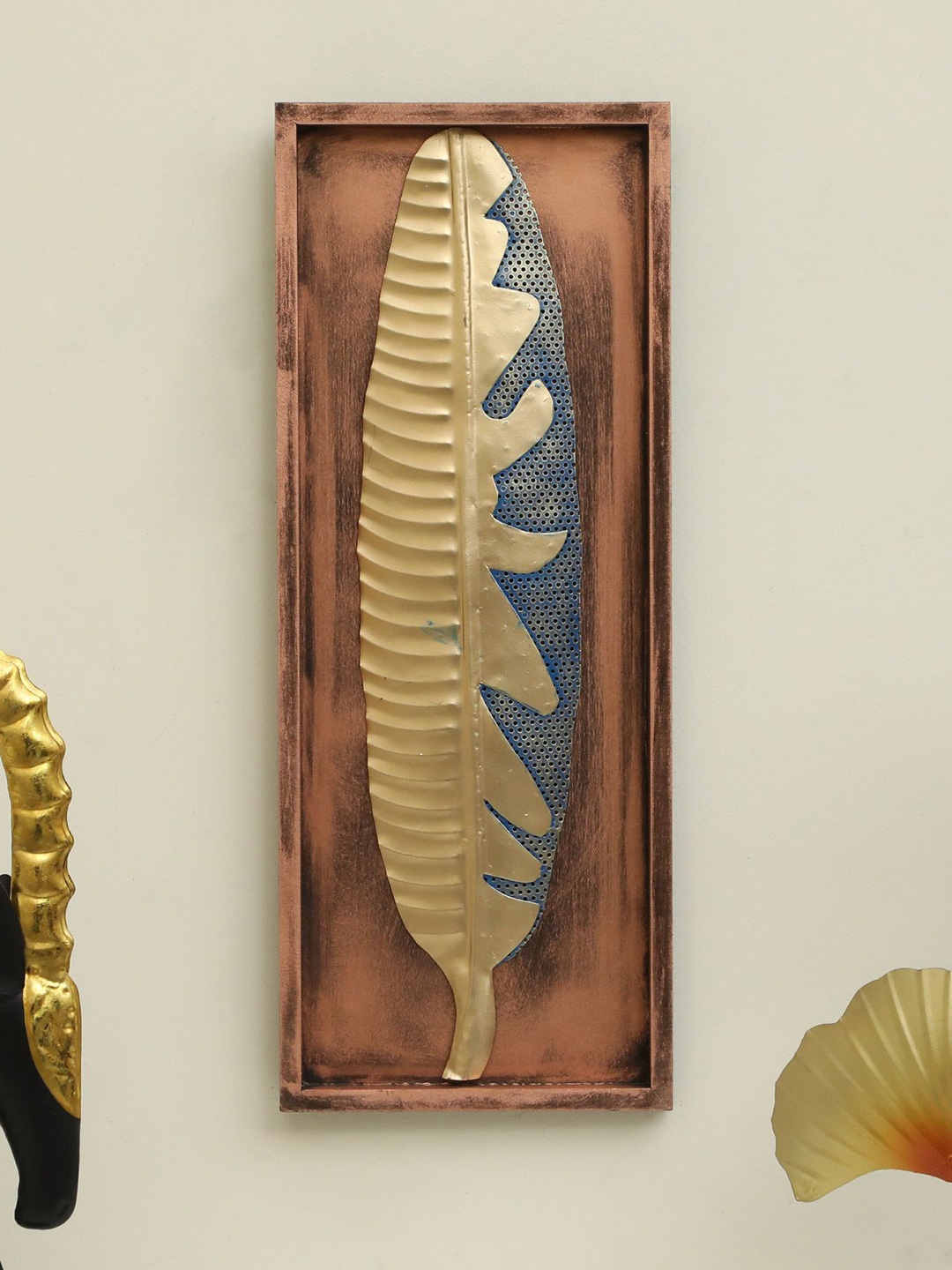 

vedas Mystic Indiana Brown & Blue Alice Leaf Wall Decor