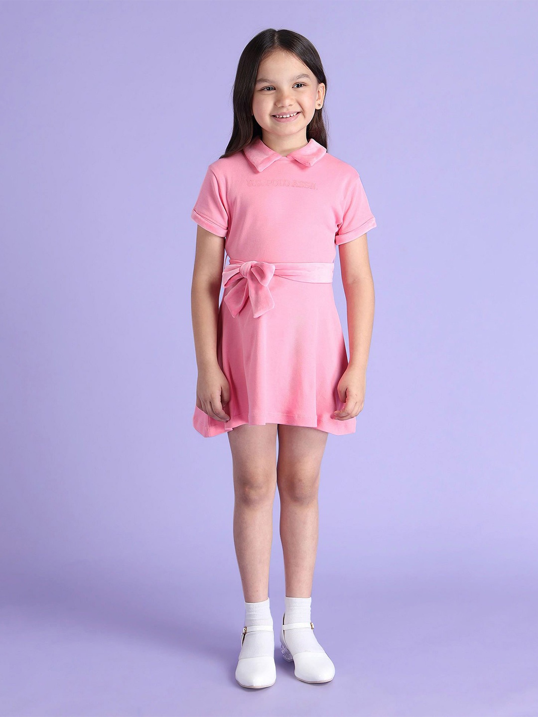 

U.S. Polo Assn. Kids Print Fit & Flare Mini Dress, Pink