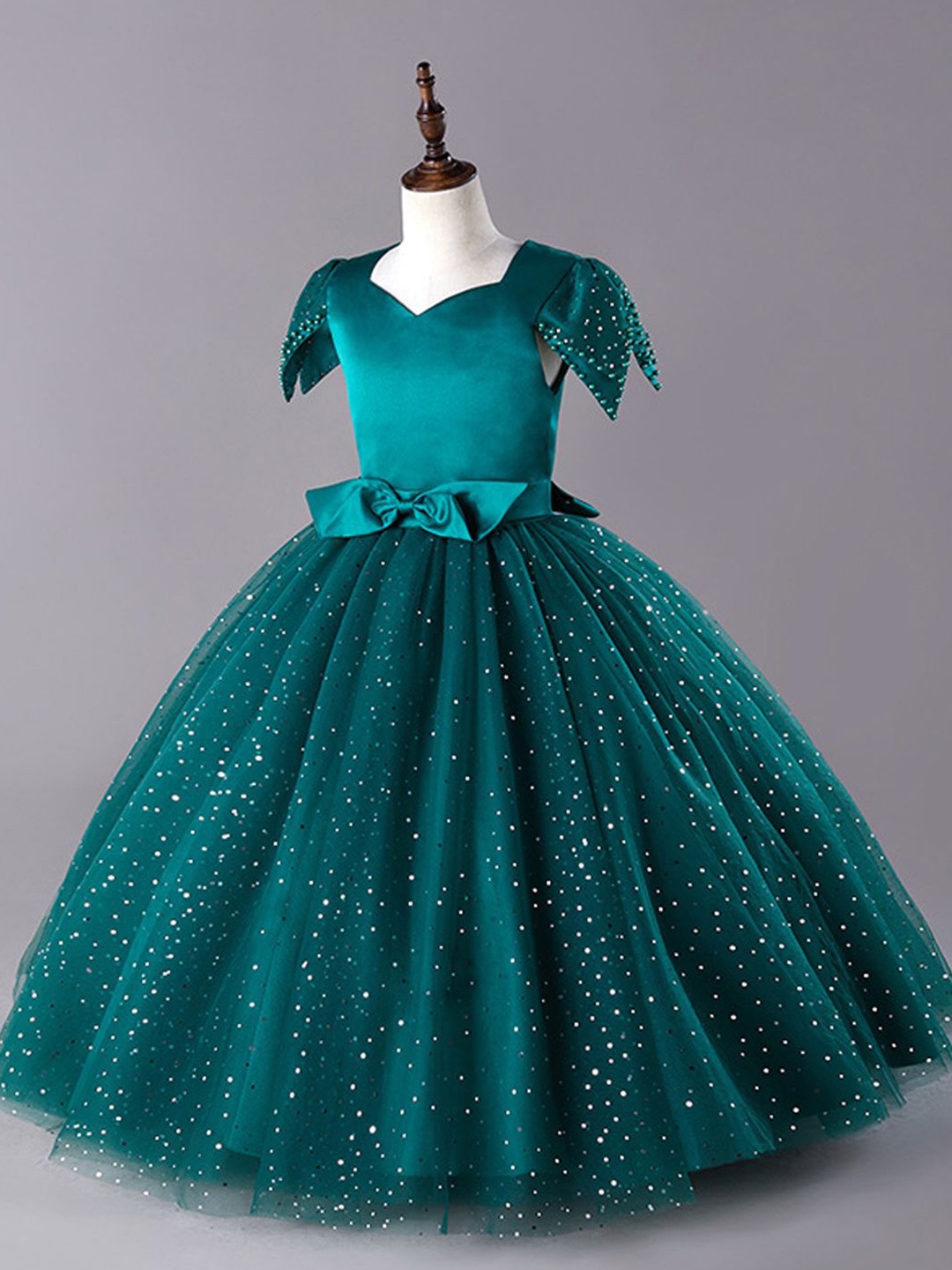 

Xsole Girls Fit & Flare Maxi Dress, Green