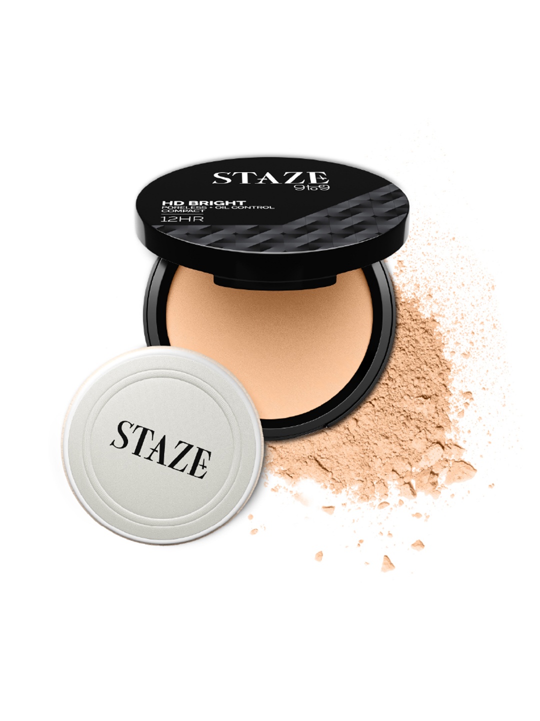 

STAZE 9to9 HD Bright Poreless + Oil Control Compact with Vitamin E 9 g - Latte 228C, Nude