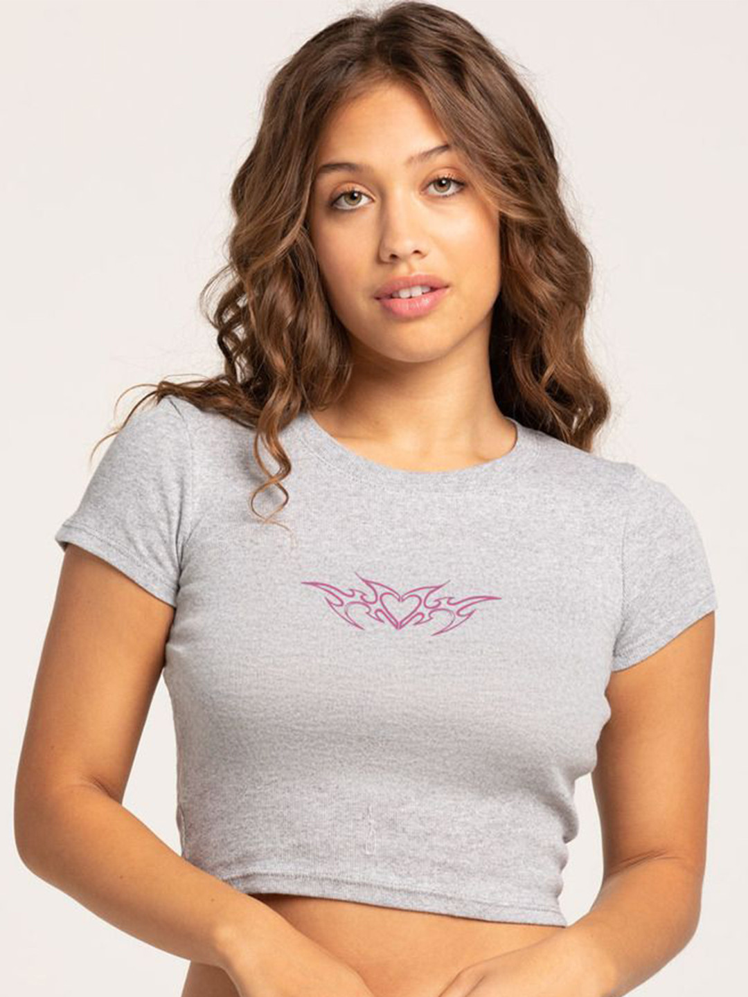 

sollobell Women Cotton Crop Top, Grey