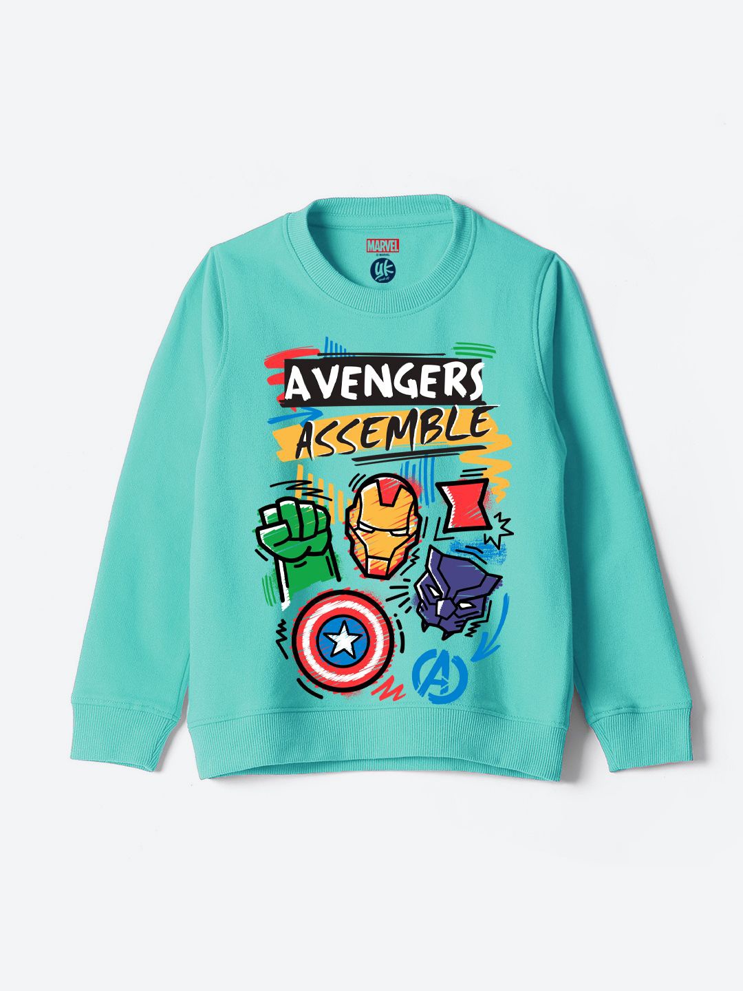 

YK Marvel Boys Printed Pullover Sweatshirt, Turquoise blue