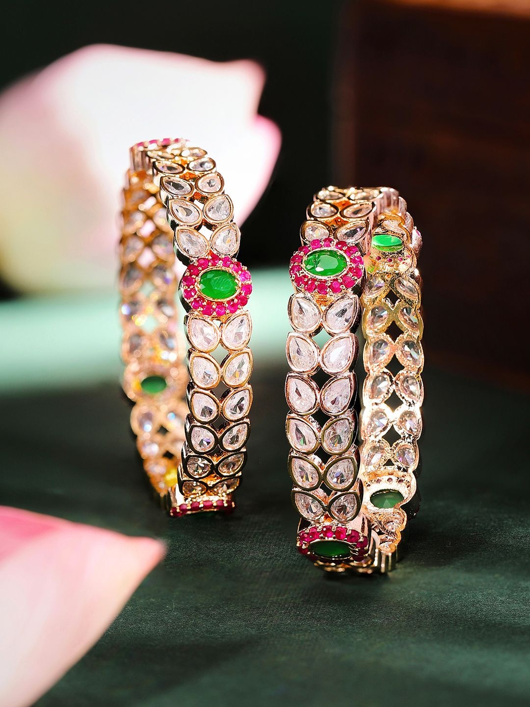 

Priyaasi Set Of 2 Gold Plated Stone Studded Bangles