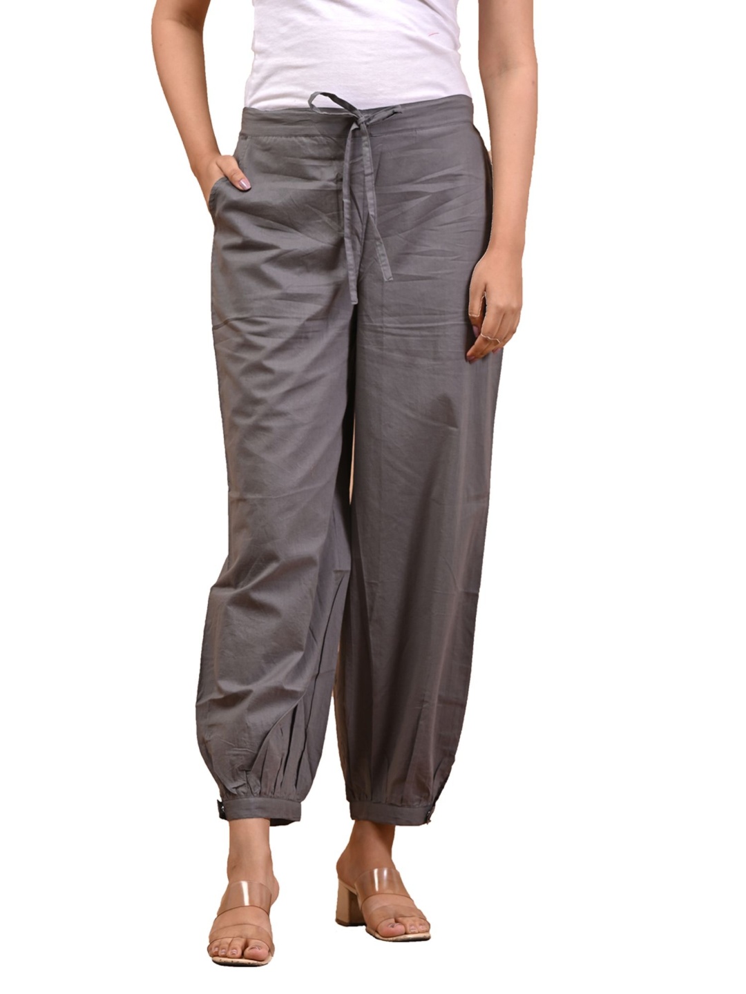 

Anootha Women Cotton Loose Fit Harem Pants, Grey