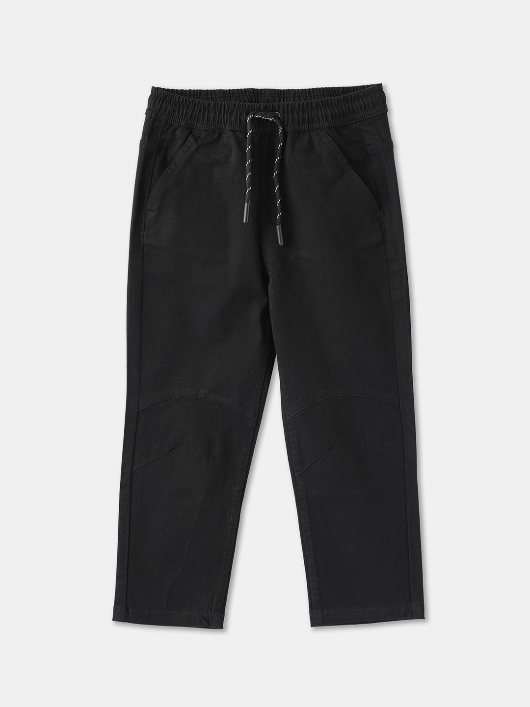 

R&B Boys Relaxed Fit Mid-Rise Cotton Trouser, Black