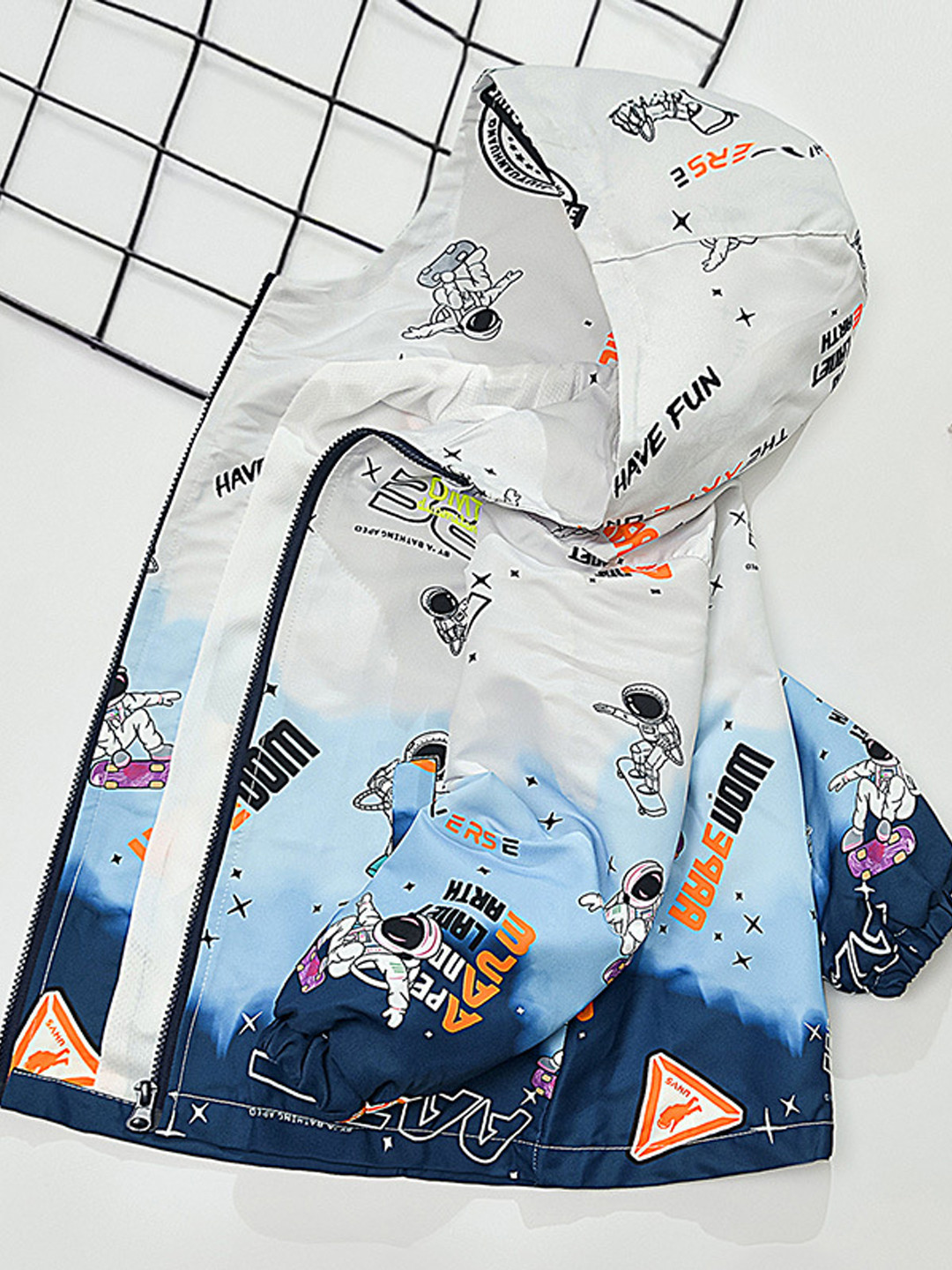 

Xsole Unisex Kids Graphic Printed Bomber Jacket, White