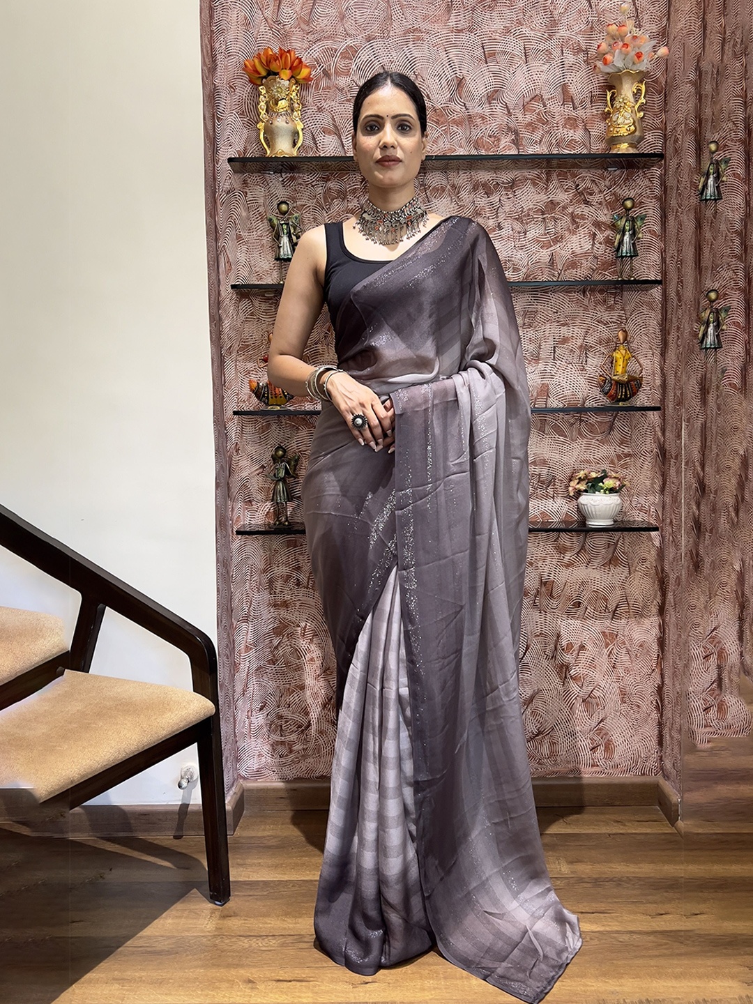 

Upalksh Woven Design Zari Pure Cotton Kota Saree, Brown