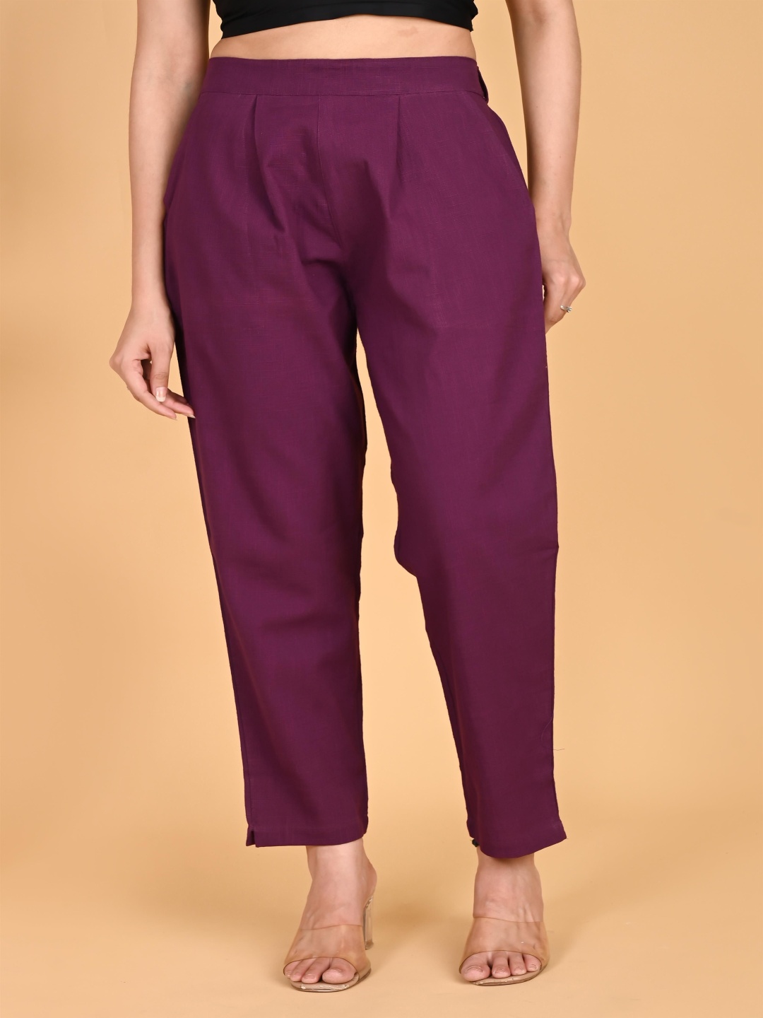 

SKYTICK Women Relaxed Mid-Rise Regular Fit Trousers, Purple
