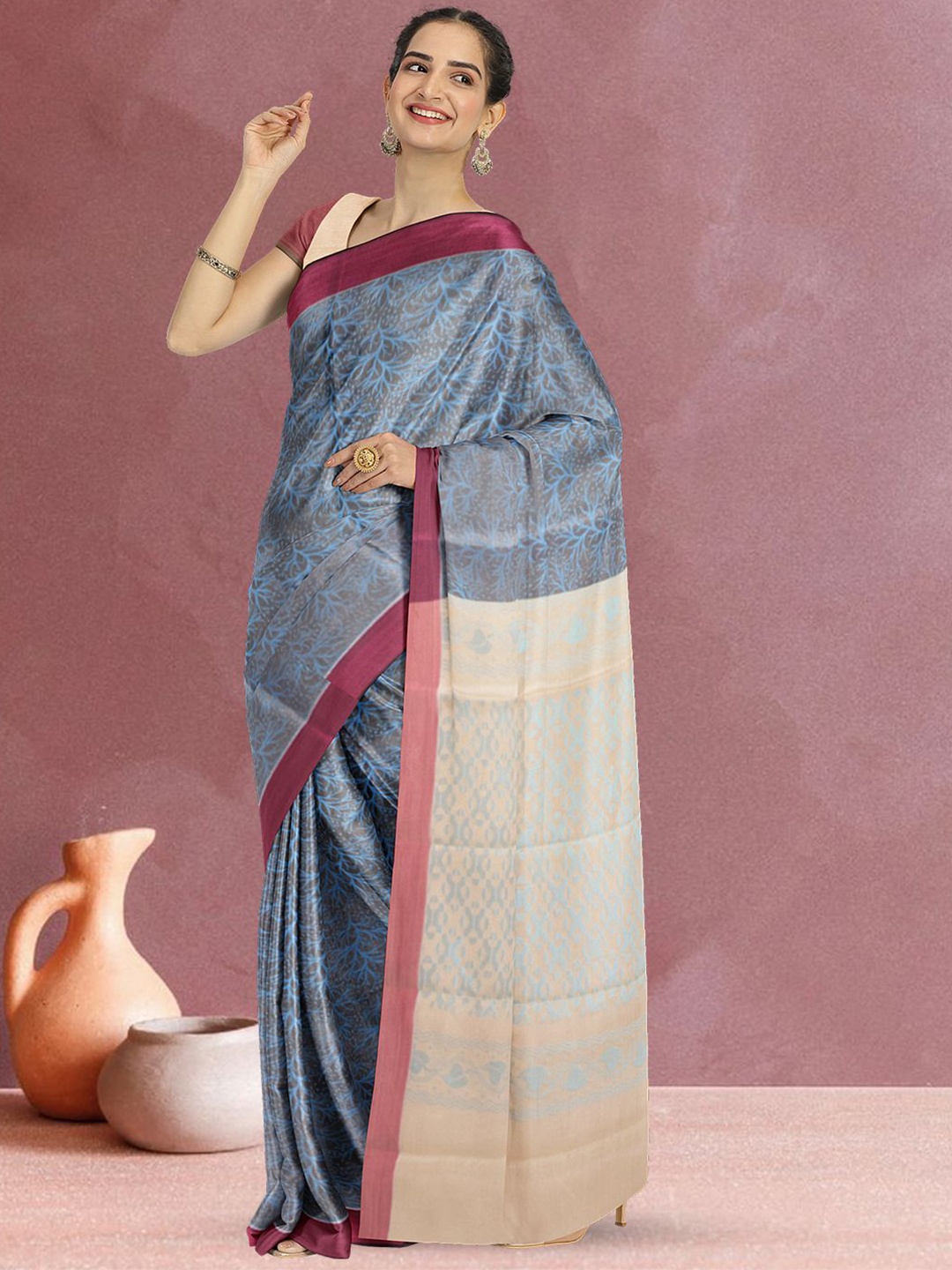 

Avishya Ethnic Motifs Woven Design Saree, Blue