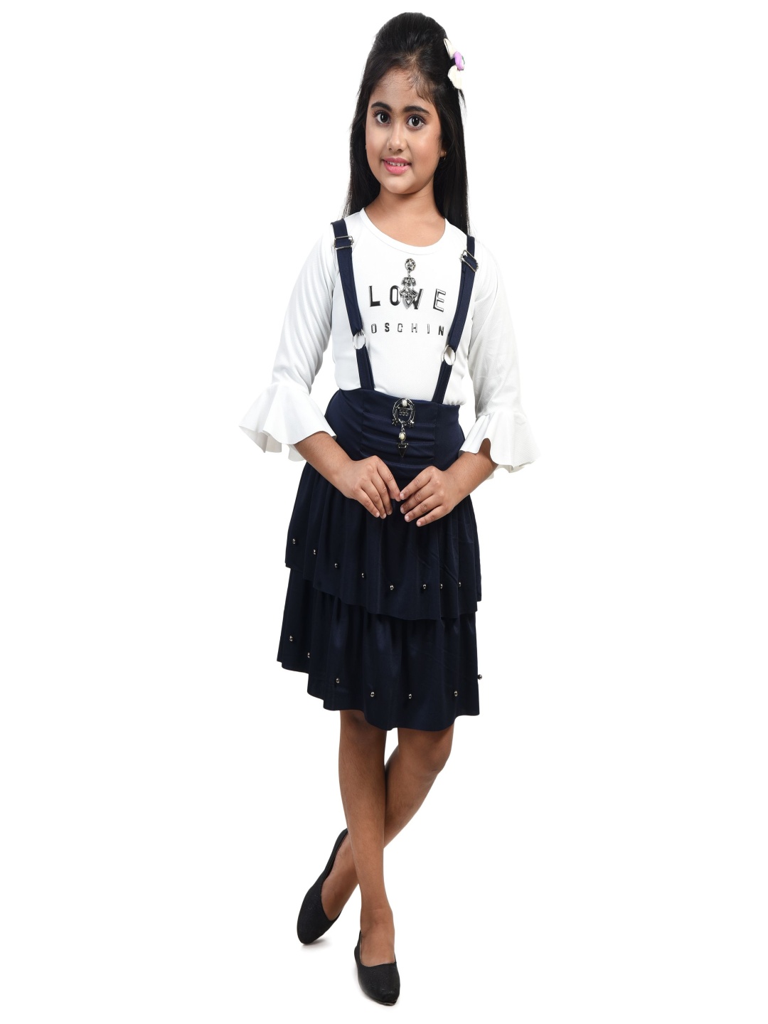 

FARIHA FASHIONS Kids Dungaree Dress with Top, Blue