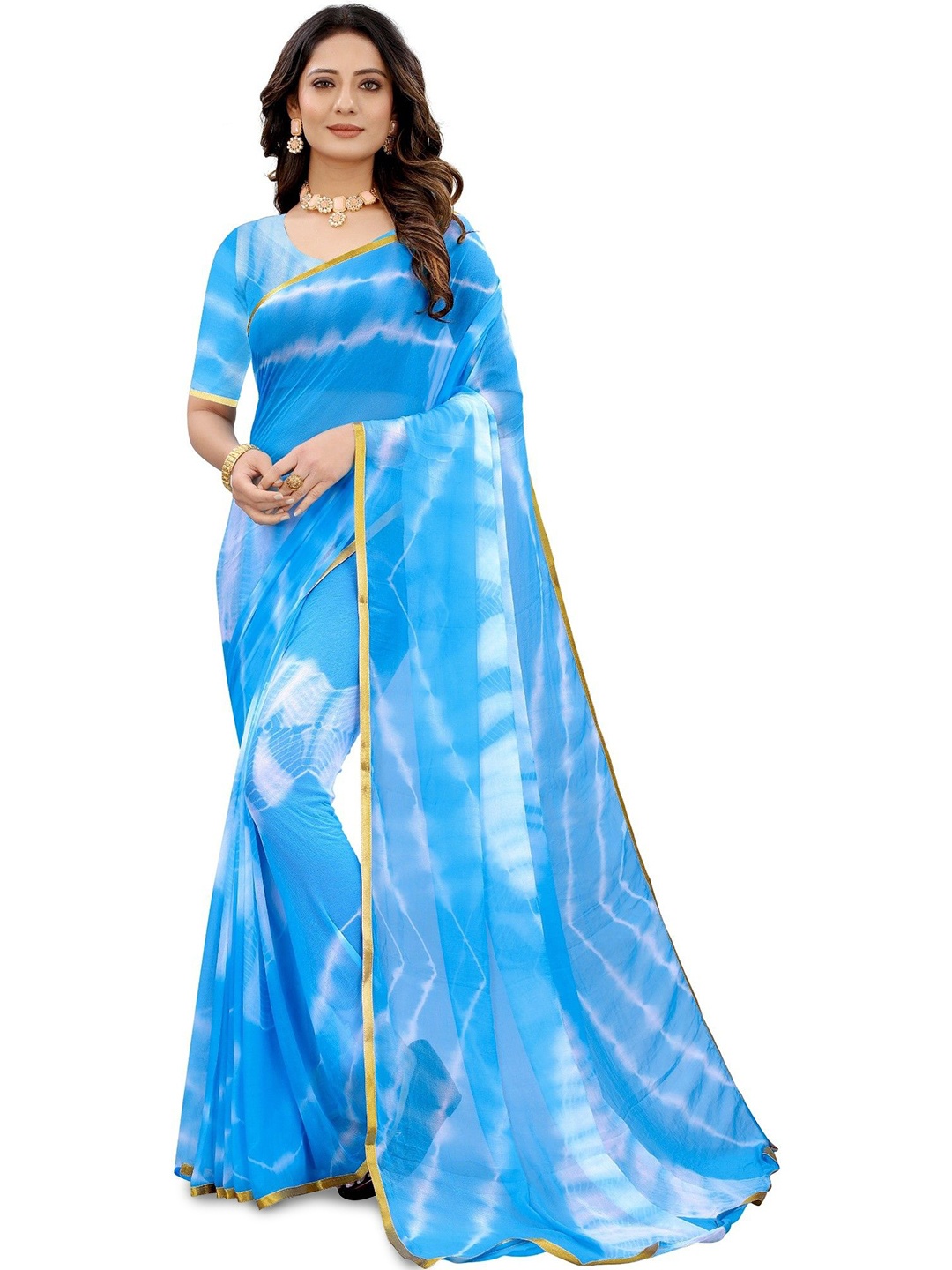 

Aika Tie and Dye Zari Kanjeevaram Saree, Blue