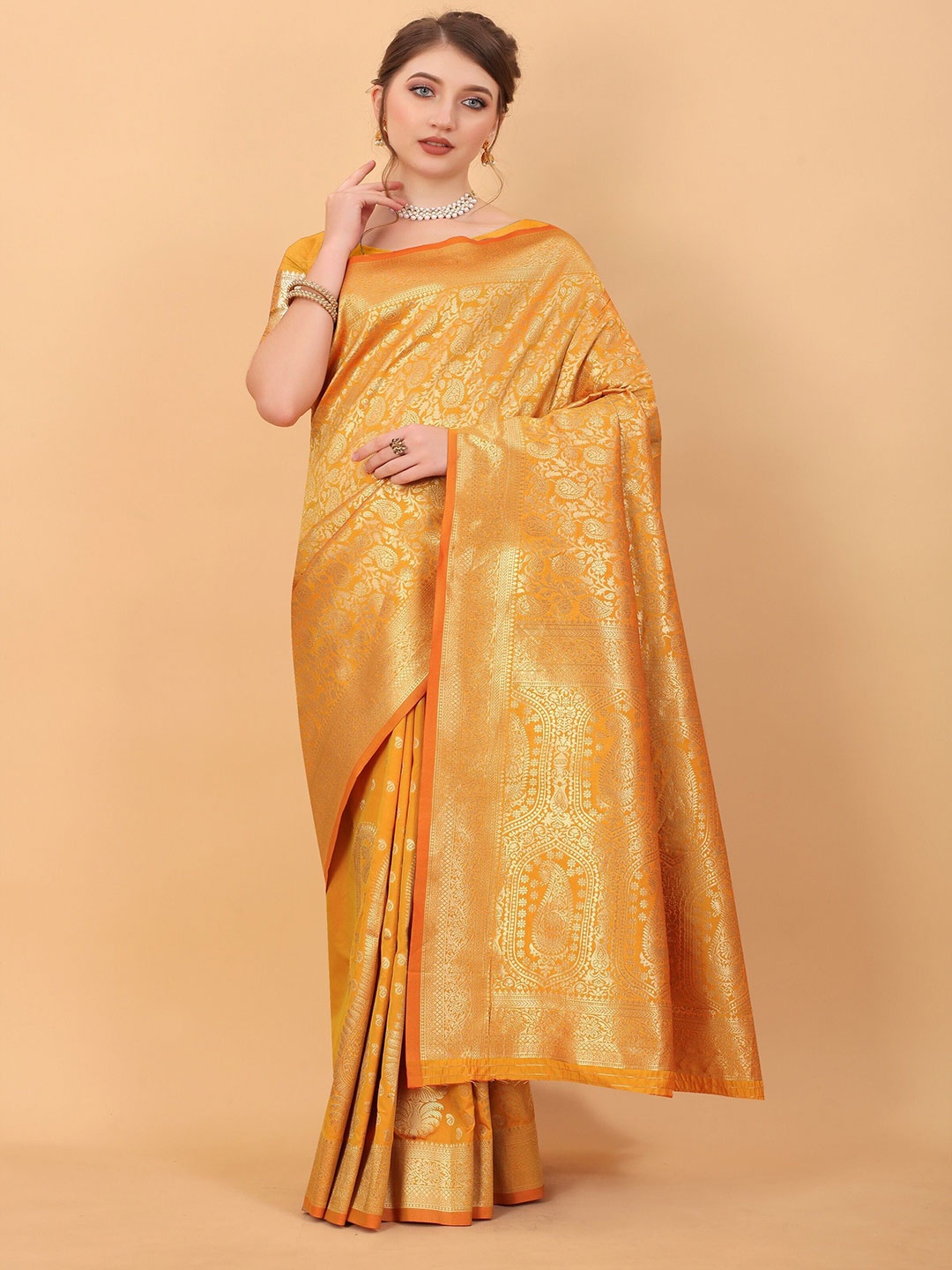 

Upalksh Woven Design Zari Banarasi Saree, Yellow