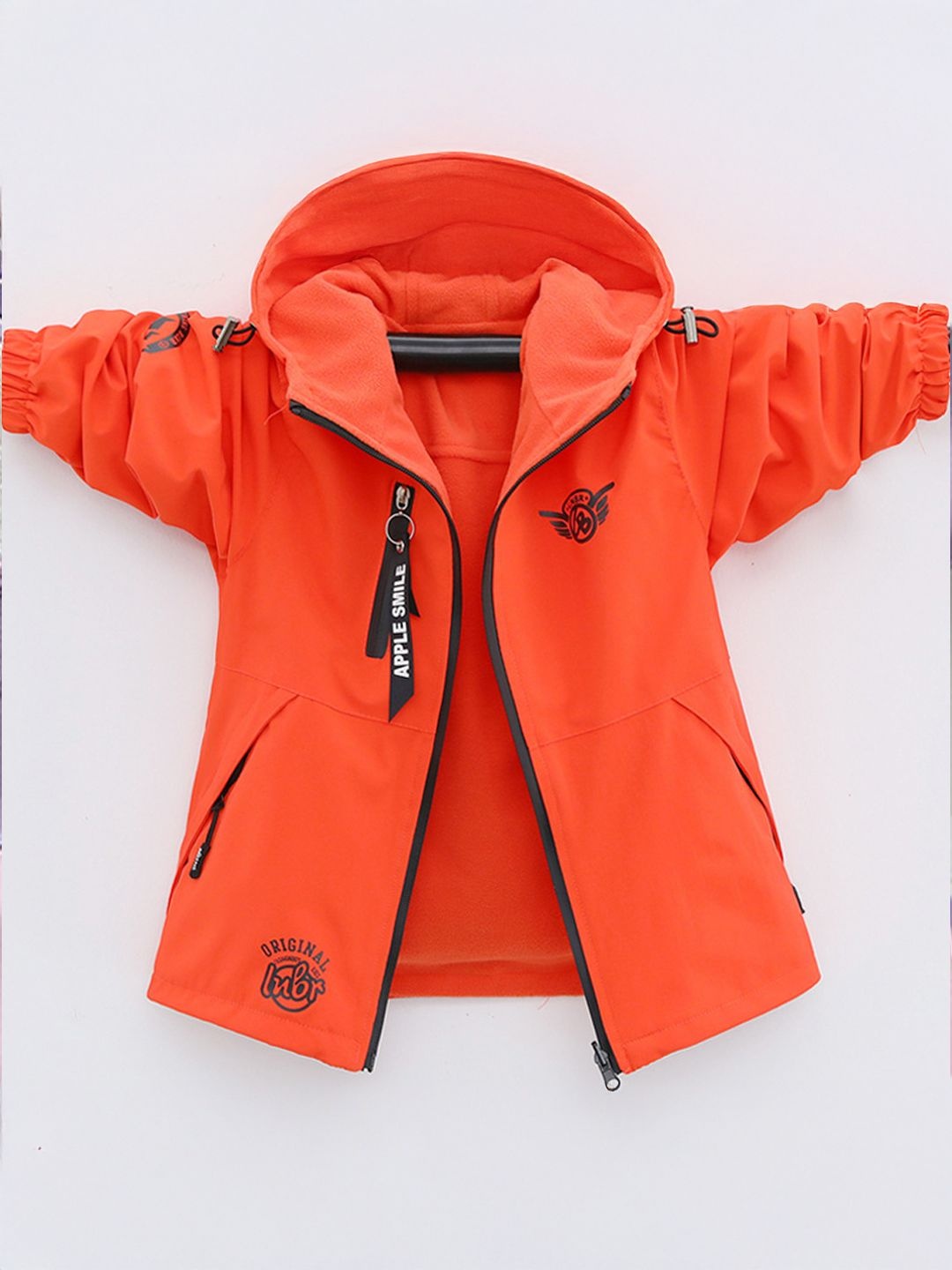 

Xsole Unisex Kids Hooded Solid Open Front Jacket, Orange