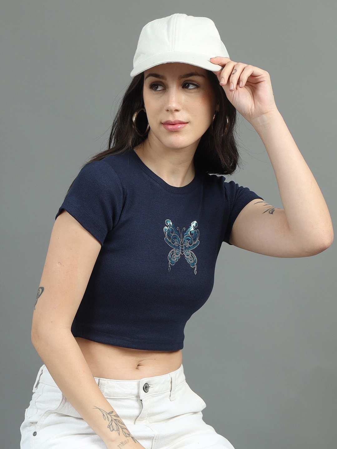 

sollobell Cotton Crop Top, Blue