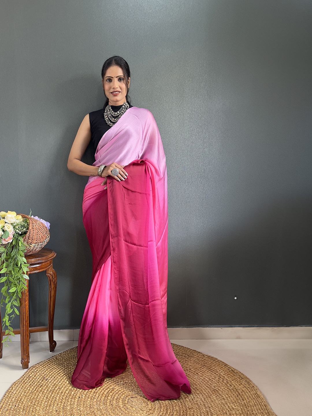 

Upalksh Ombre Pure Silk Saree, Pink