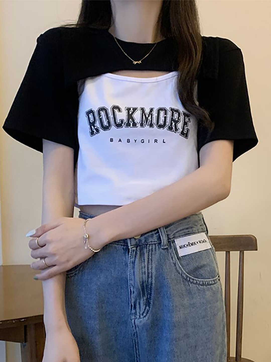 

StyleCast x Revolte Printed Regular Top, Black