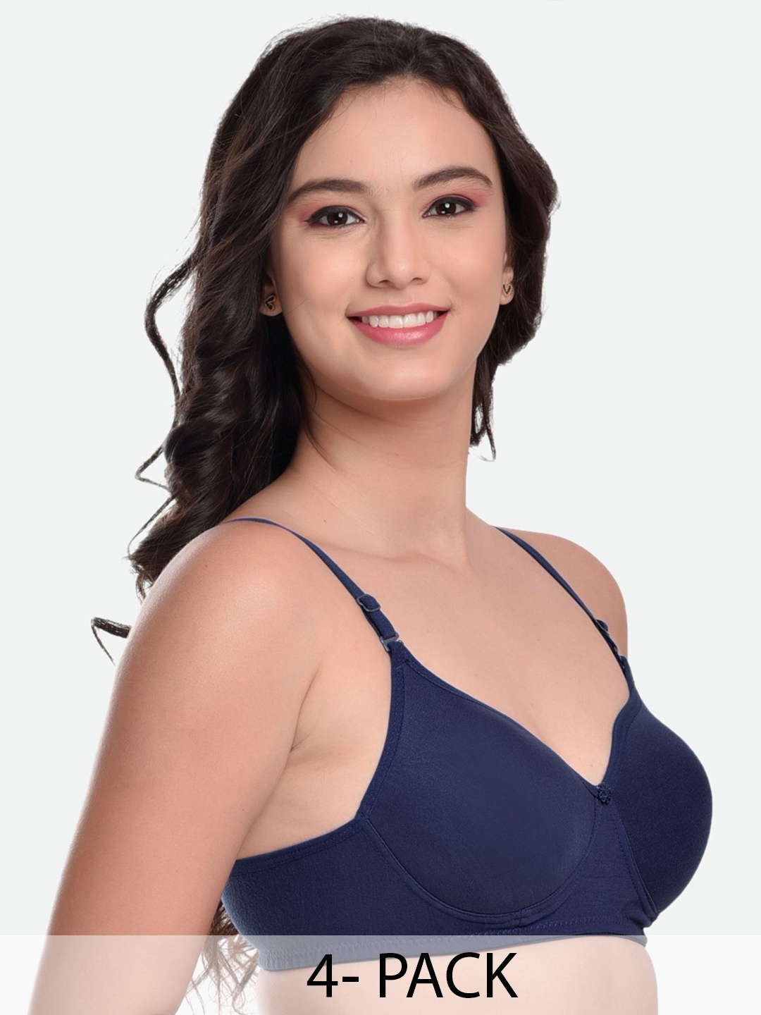 

MiEstilo Pack Of 4 Full Coverage Lightly Padded T-shirt Bra, Navy blue