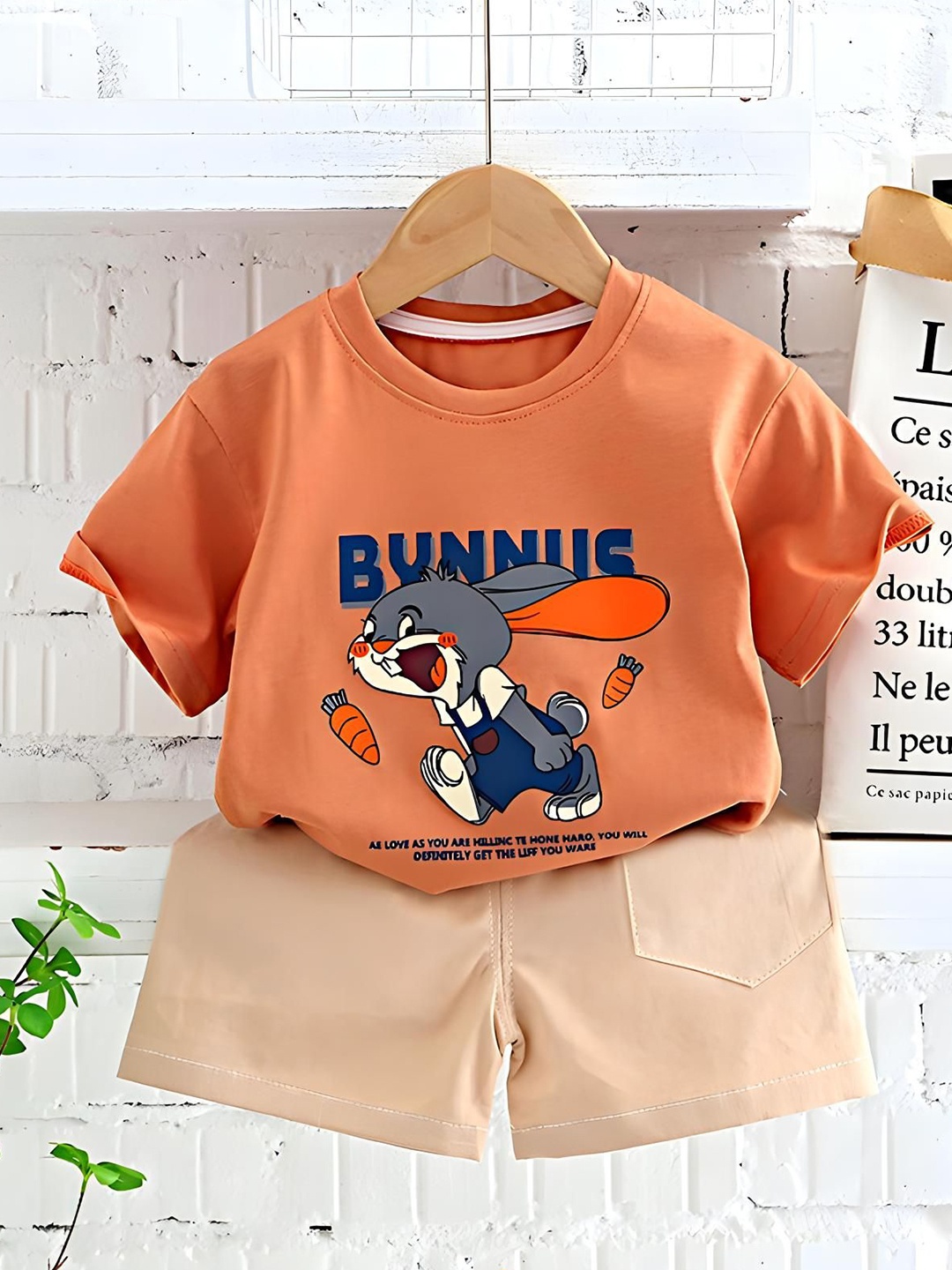 

BAESD Kids Printed Pure Cotton T-Shirt With Shorts, Orange