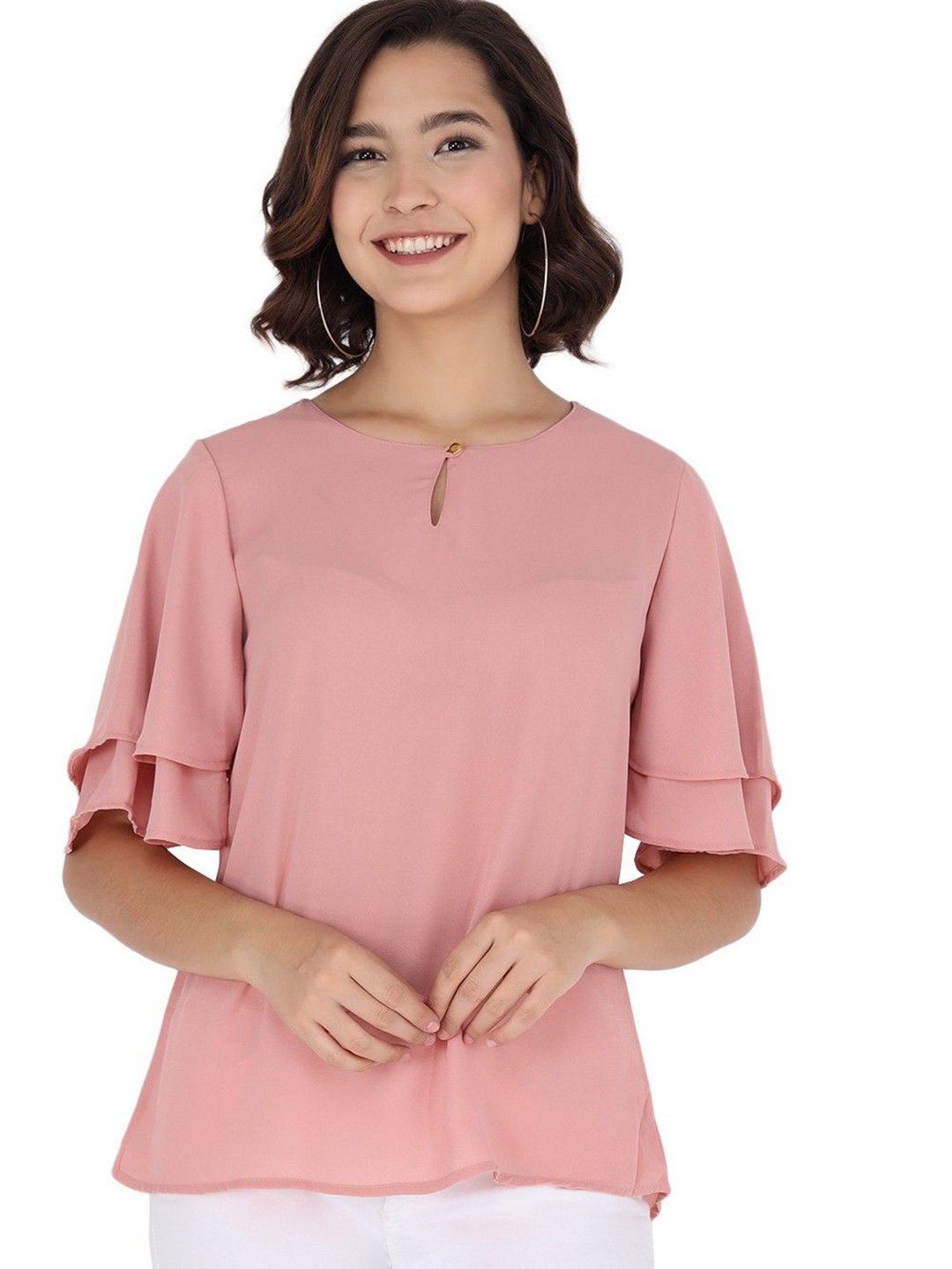 

CULPI Flared Sleeve Cotton Top, Pink