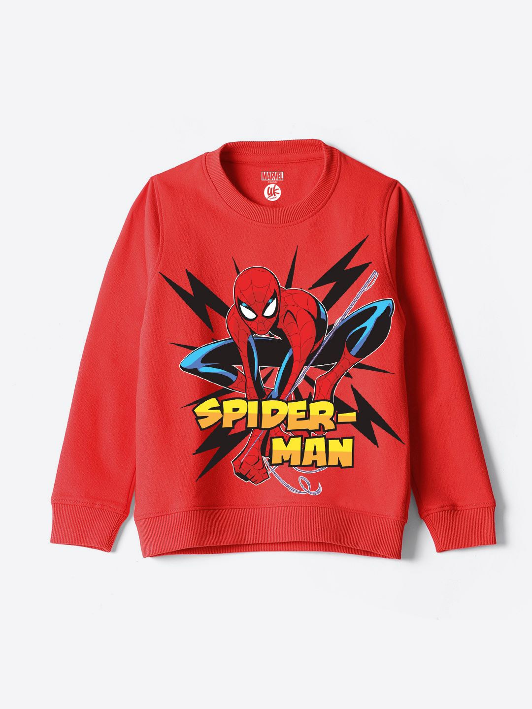 

YK Marvel Boys Graphic Printed Pure Cotton Sweatshirt, Red