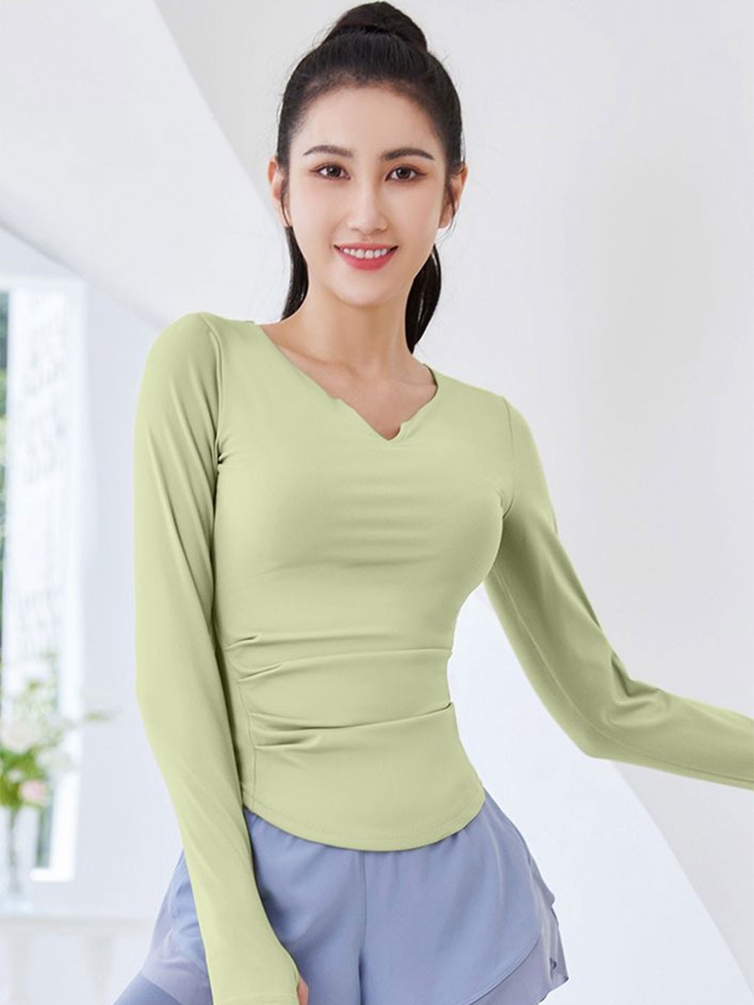 

LULU & SKY Women V-Neck Fitted Top, Green