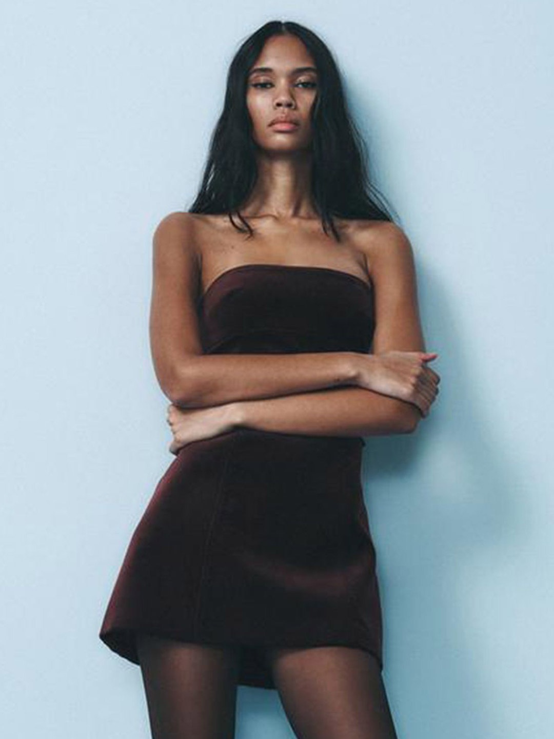 

LULU & SKY Bow-knot Back Detail Bandeau Mini Dress, Burgundy