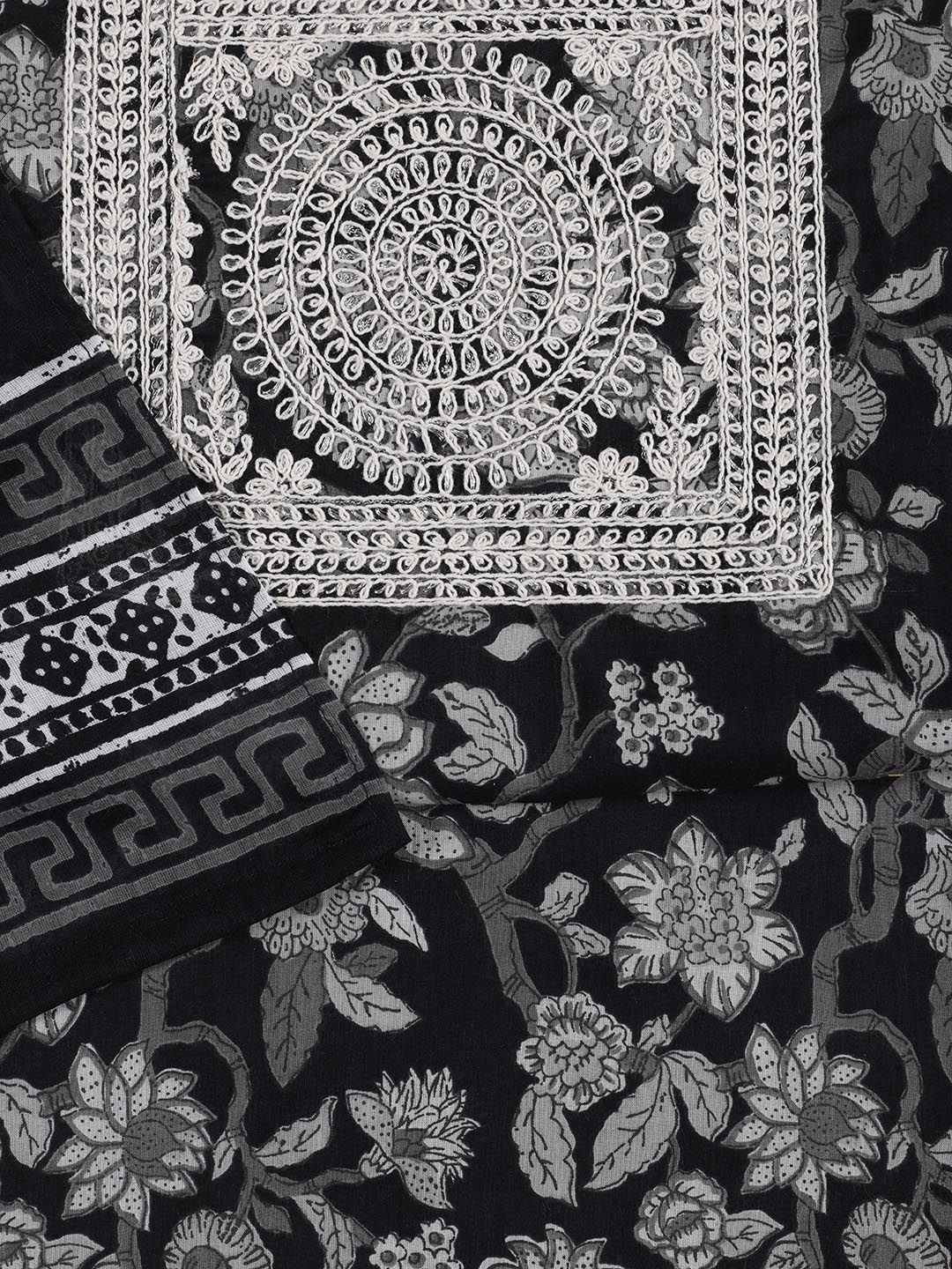 

Meena Bazaar Printed Unstitched Dress Material, Black