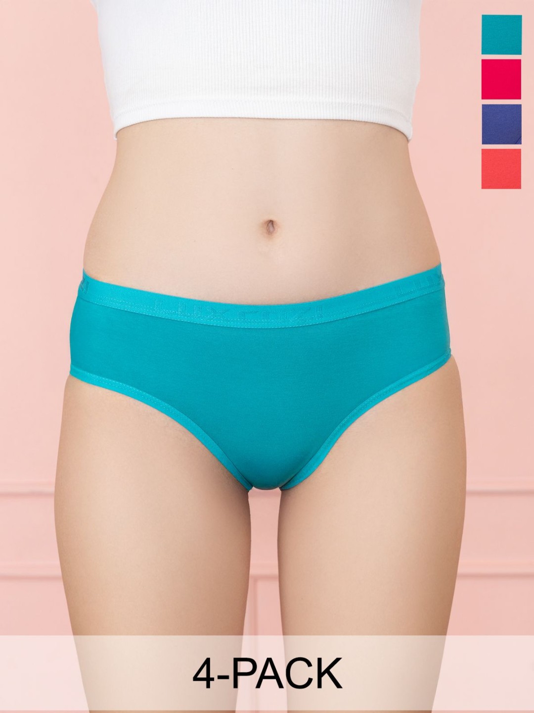 

Lux Cozi Women Pack of 4 Cotton Hipster Panties, Assorted