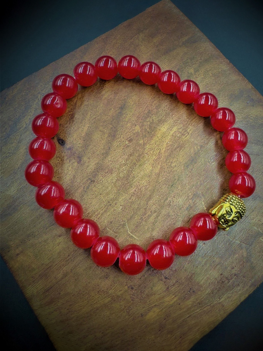 

AKLINA Beaded Ceramic Elasticated Bracelet, Red