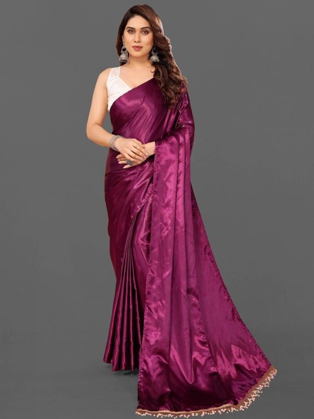 

Aika Solid Saree, Purple