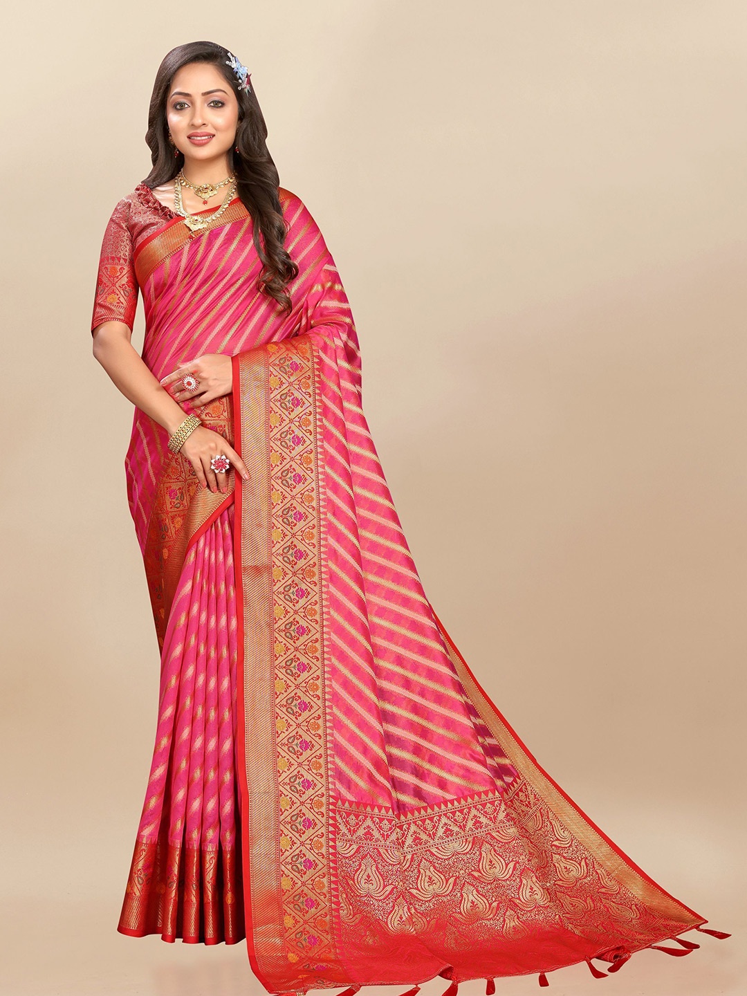 

Upalksh Woven Design Zari Banarasi Saree, Pink